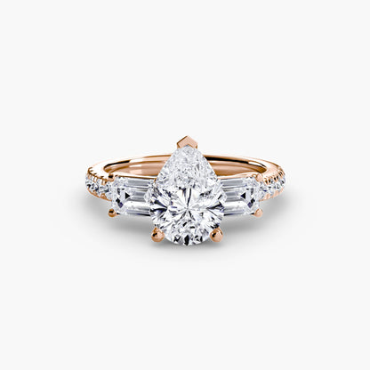 Three-Stone Ring with Pavé Band 4 - AYKA JEWELS
