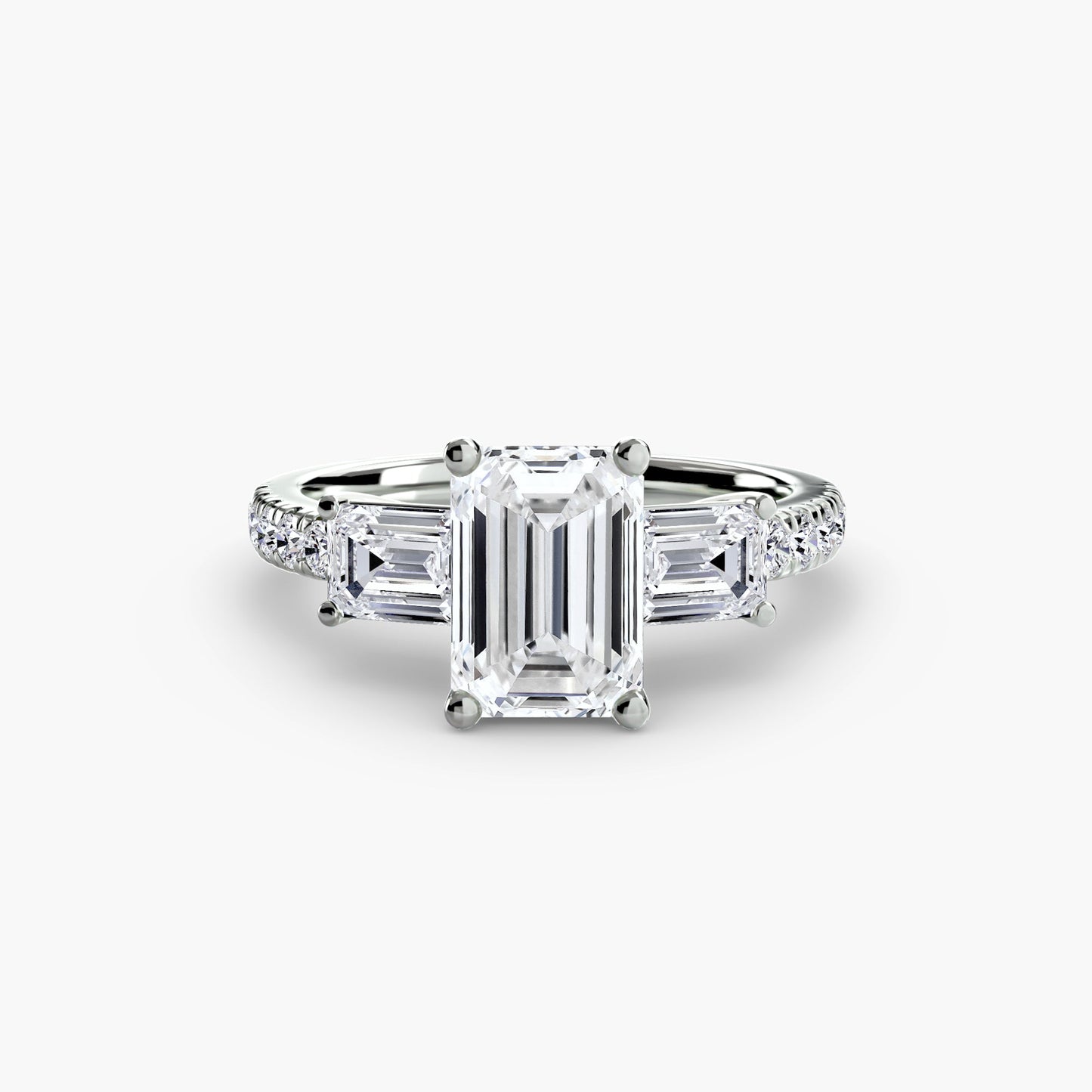 Three-Stone Ring with Pavé Band 4 - AYKA JEWELS