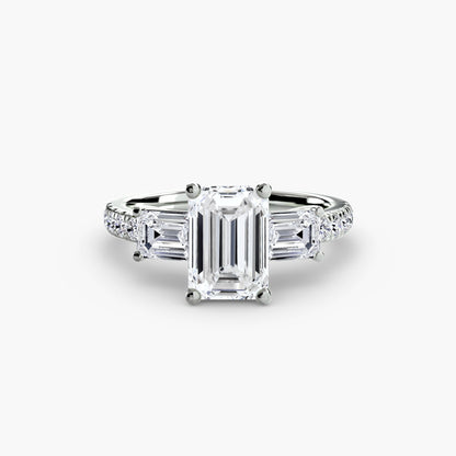 Three-Stone Ring with Pavé Band 4 - AYKA JEWELS