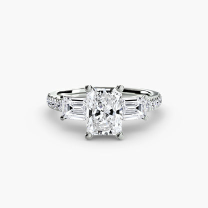 Three-Stone Ring with Pavé Band 4 - AYKA JEWELS