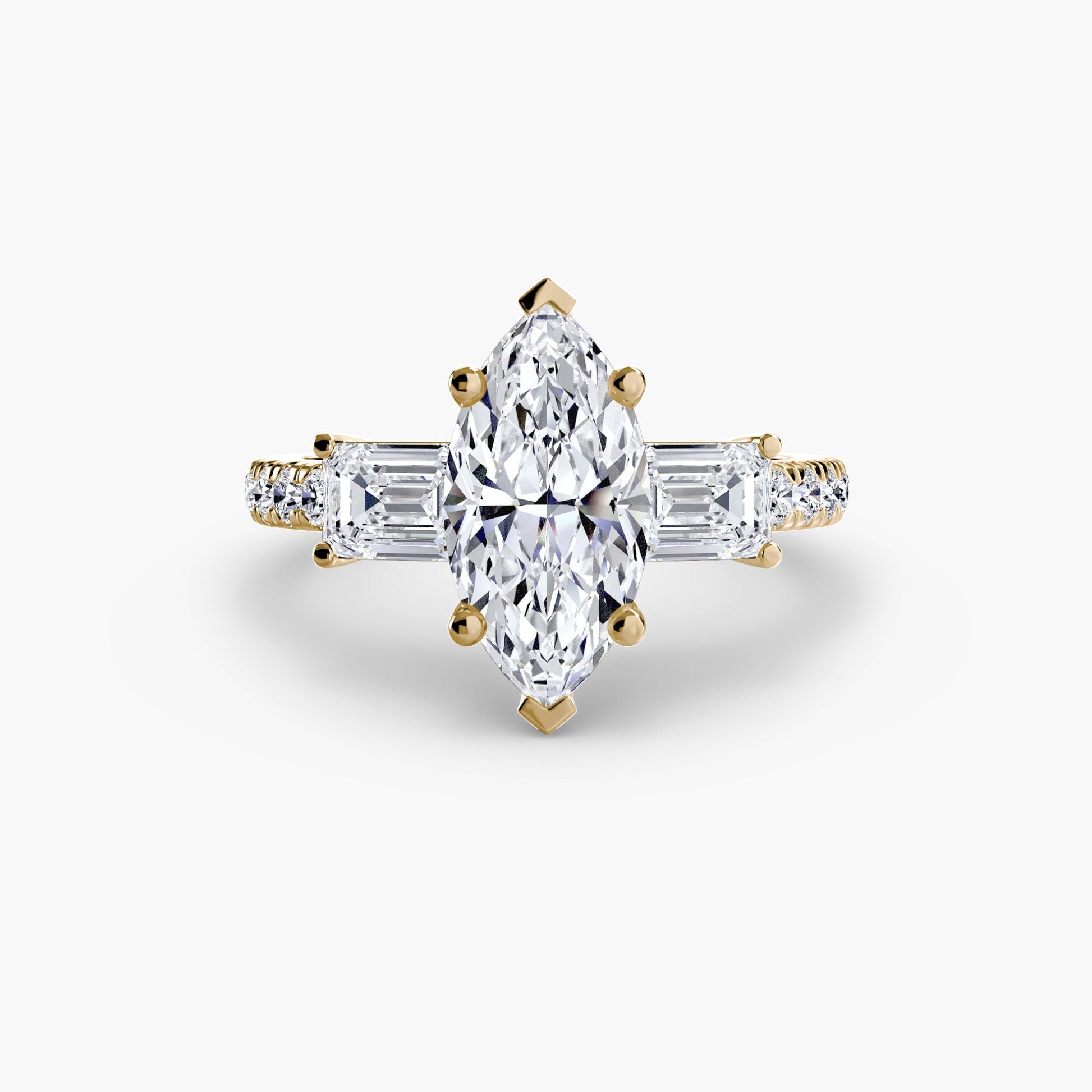 Three-Stone Ring with Pavé Band 4 - AYKA JEWELS