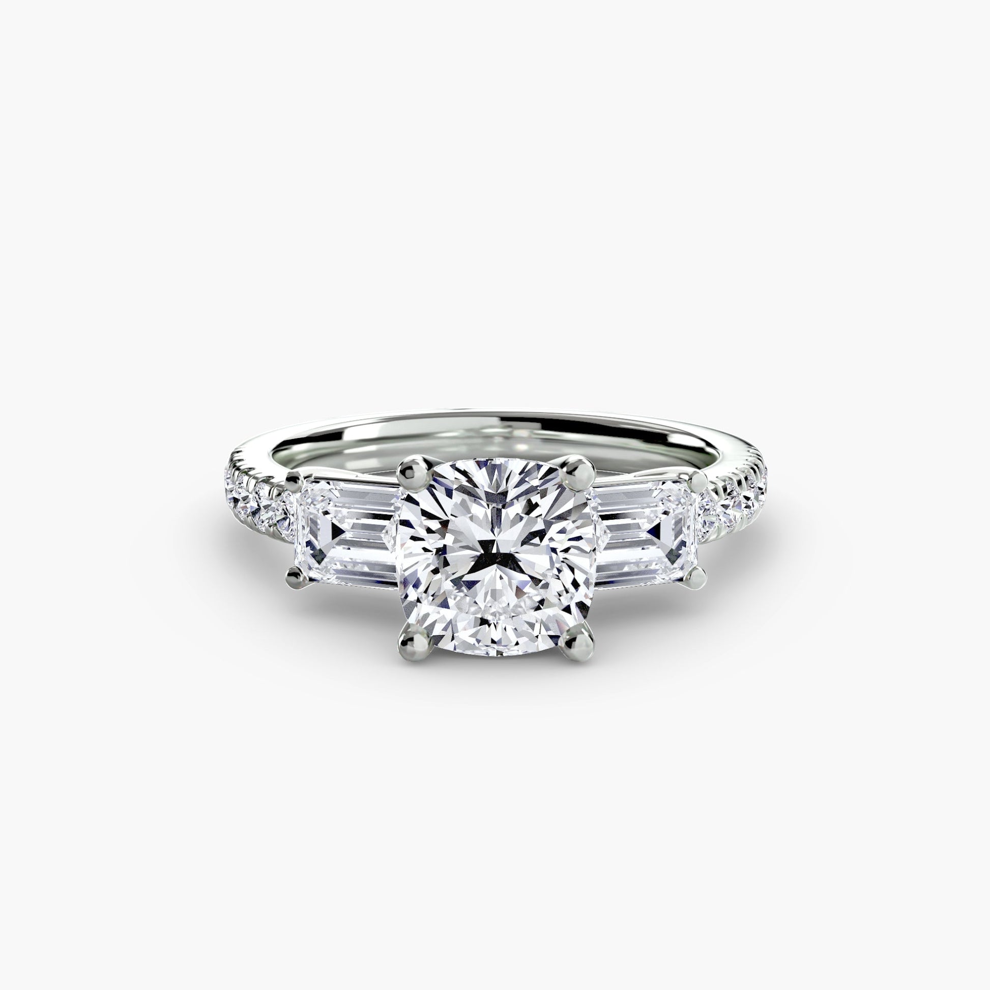 Three-Stone Ring with Pavé Band 4 - AYKA JEWELS