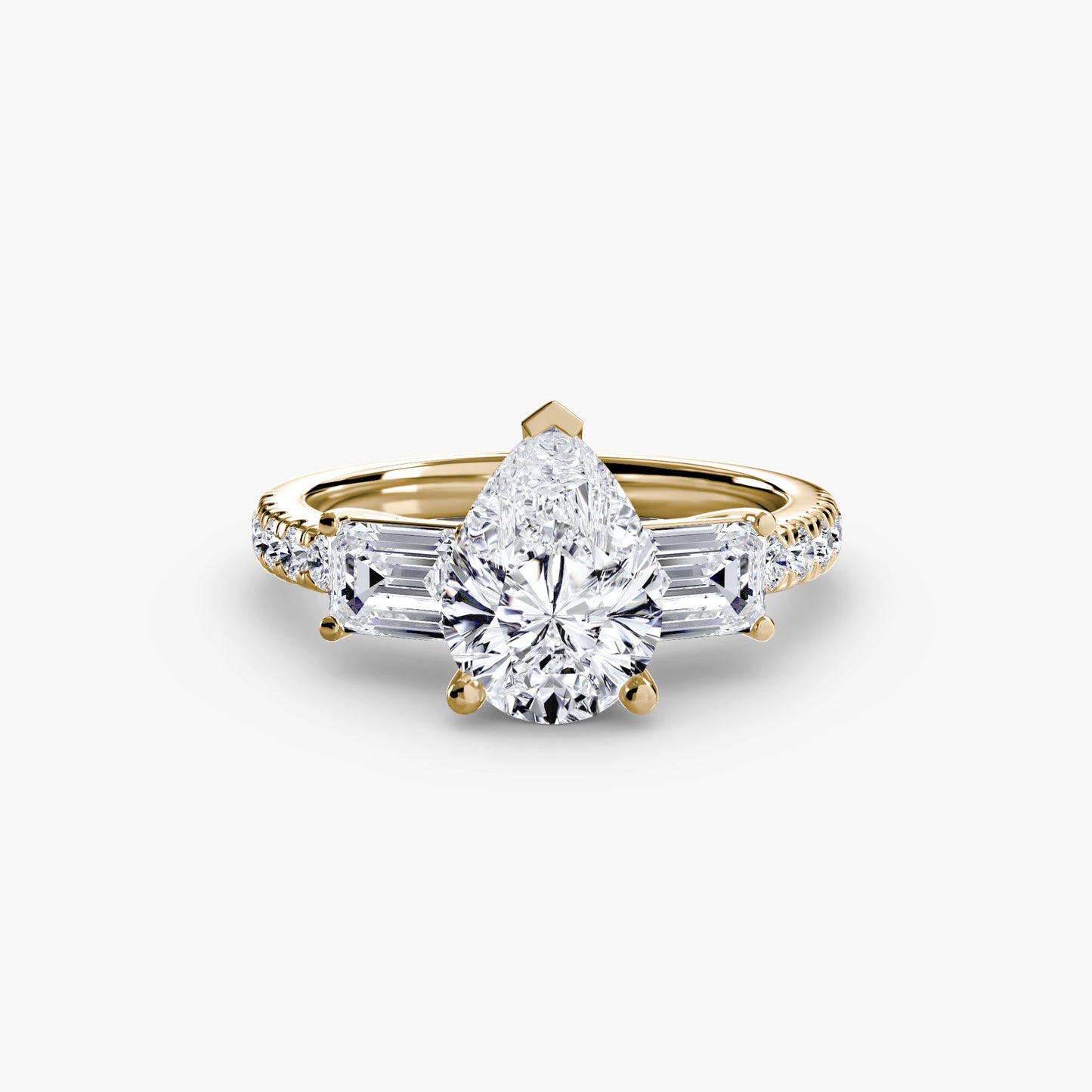 Three-Stone Ring with Pavé Band 4 - AYKA JEWELS