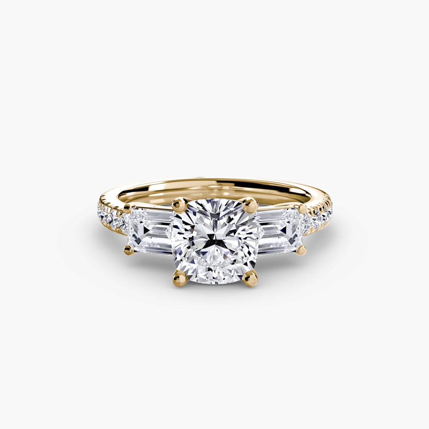 Three-Stone Ring with Pavé Band 4 - AYKA JEWELS