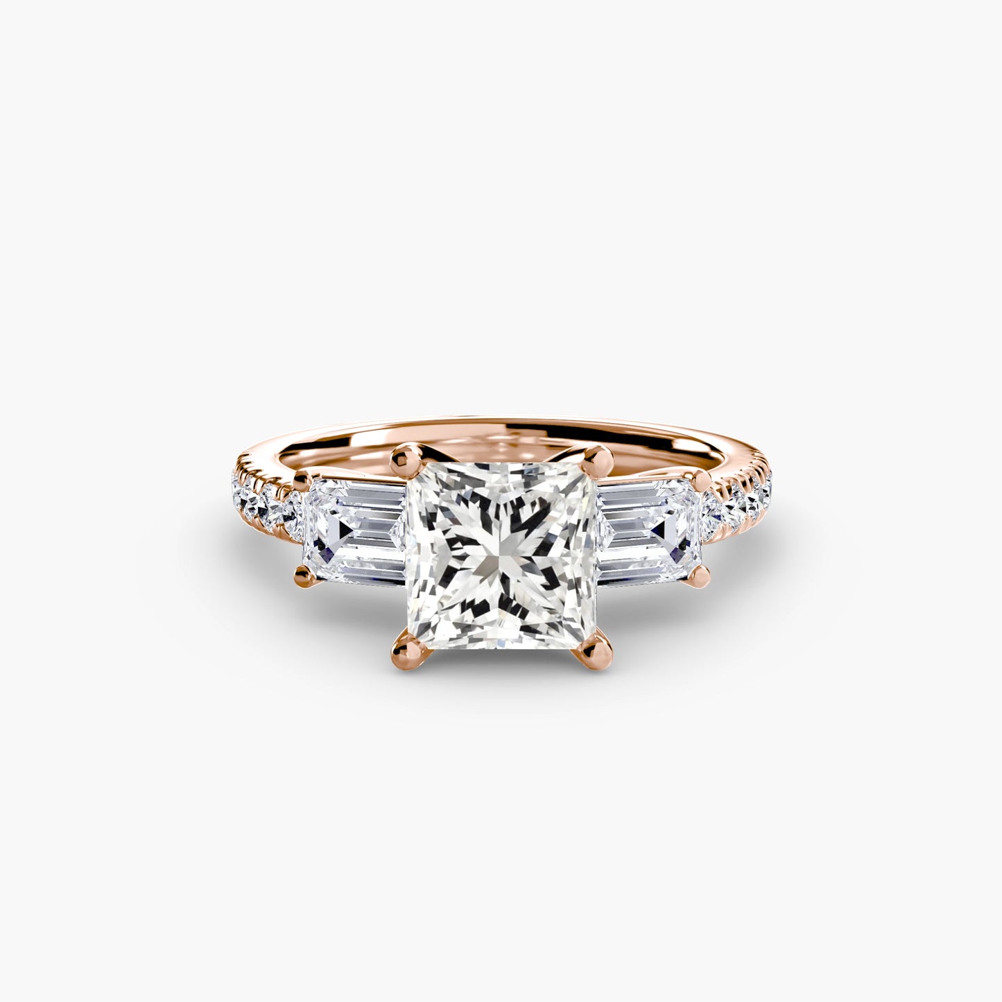 Three-Stone Ring with Pavé Band 4 - AYKA JEWELS