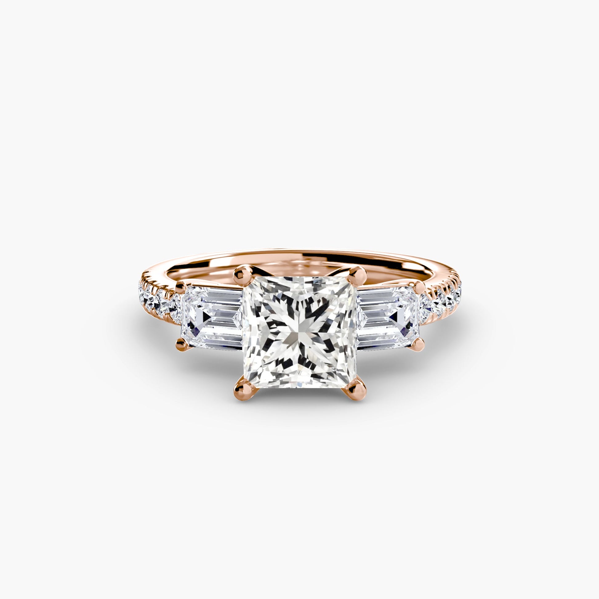 Three-Stone Ring with Pavé Band 4 - AYKA JEWELS