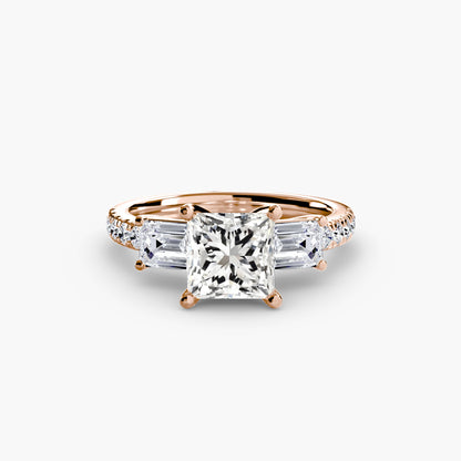 Three-Stone Ring with Pavé Band 4 - AYKA JEWELS