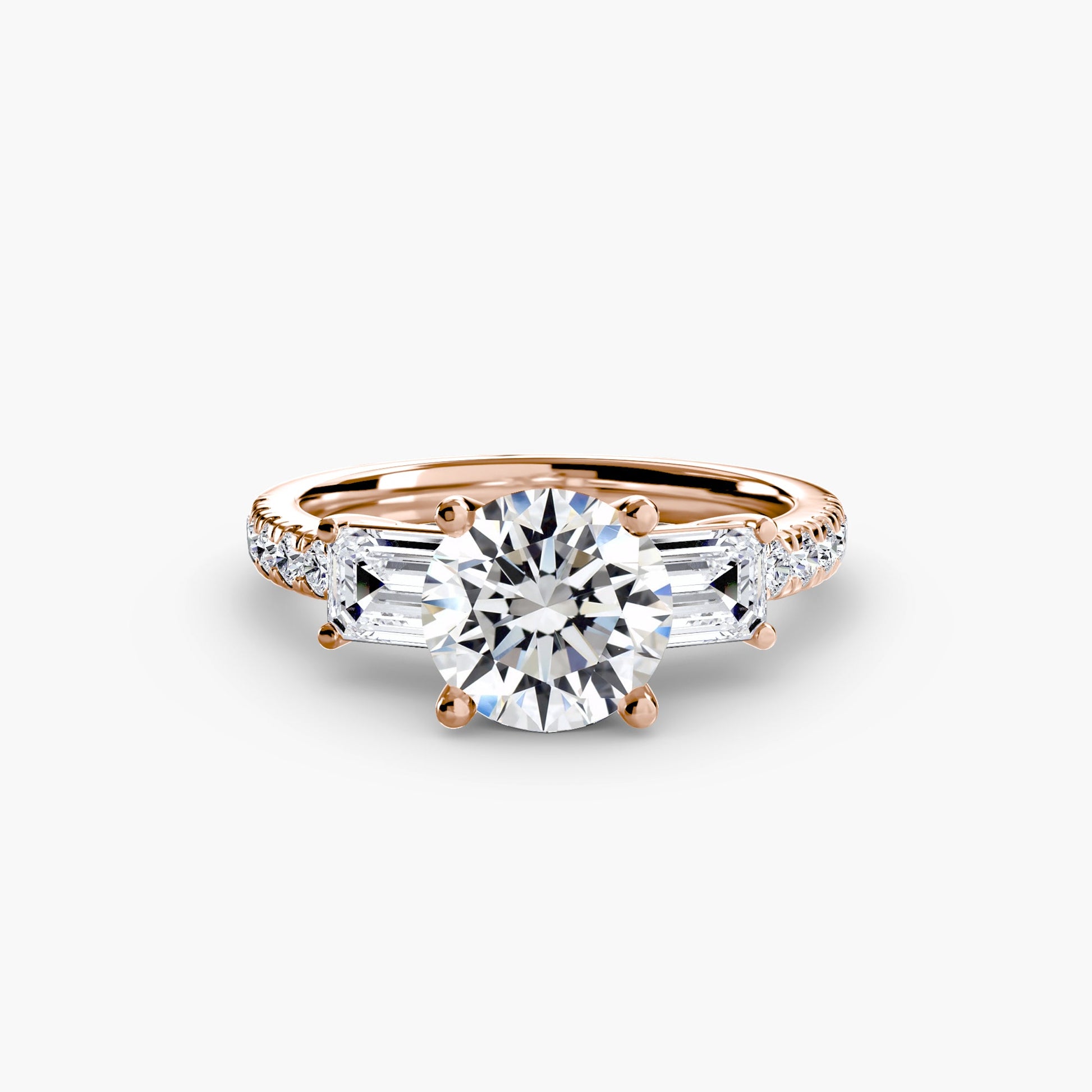 Three-Stone Ring with Pavé Band 4 - AYKA JEWELS
