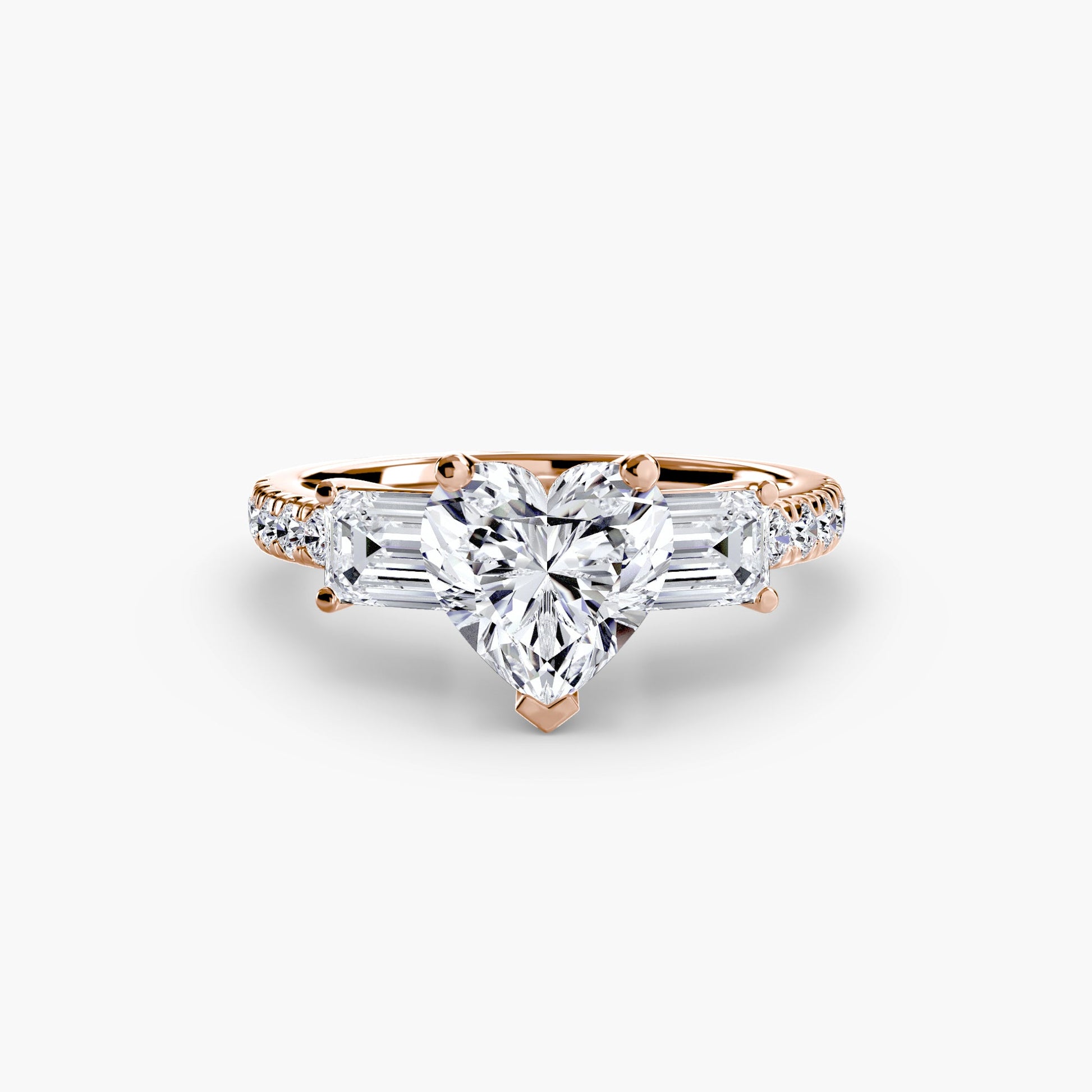 Three-Stone Ring with Pavé Band 4 - AYKA JEWELS