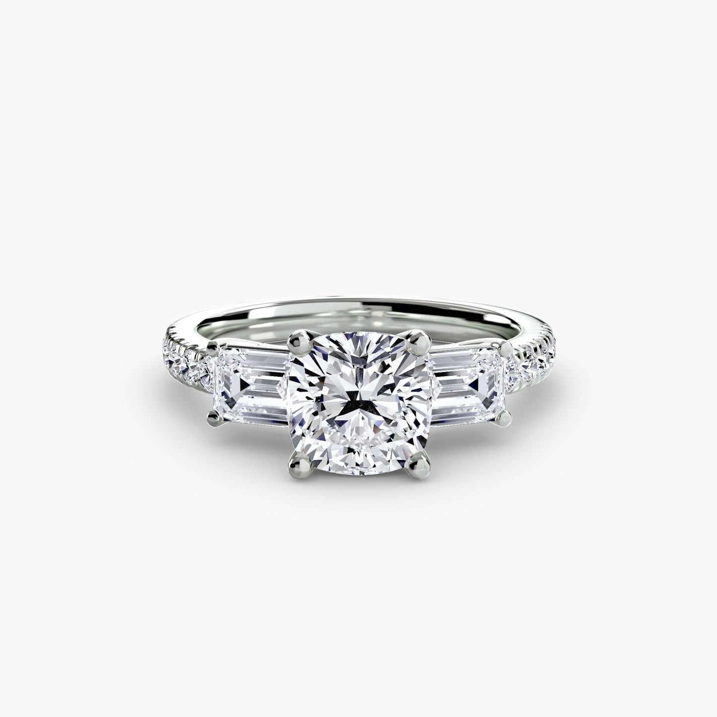 Three-Stone Ring with Pavé Band 4 - AYKA JEWELS