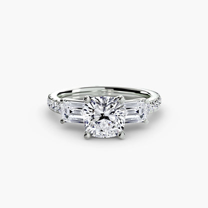 Three-Stone Ring with Pavé Band 4 - AYKA JEWELS