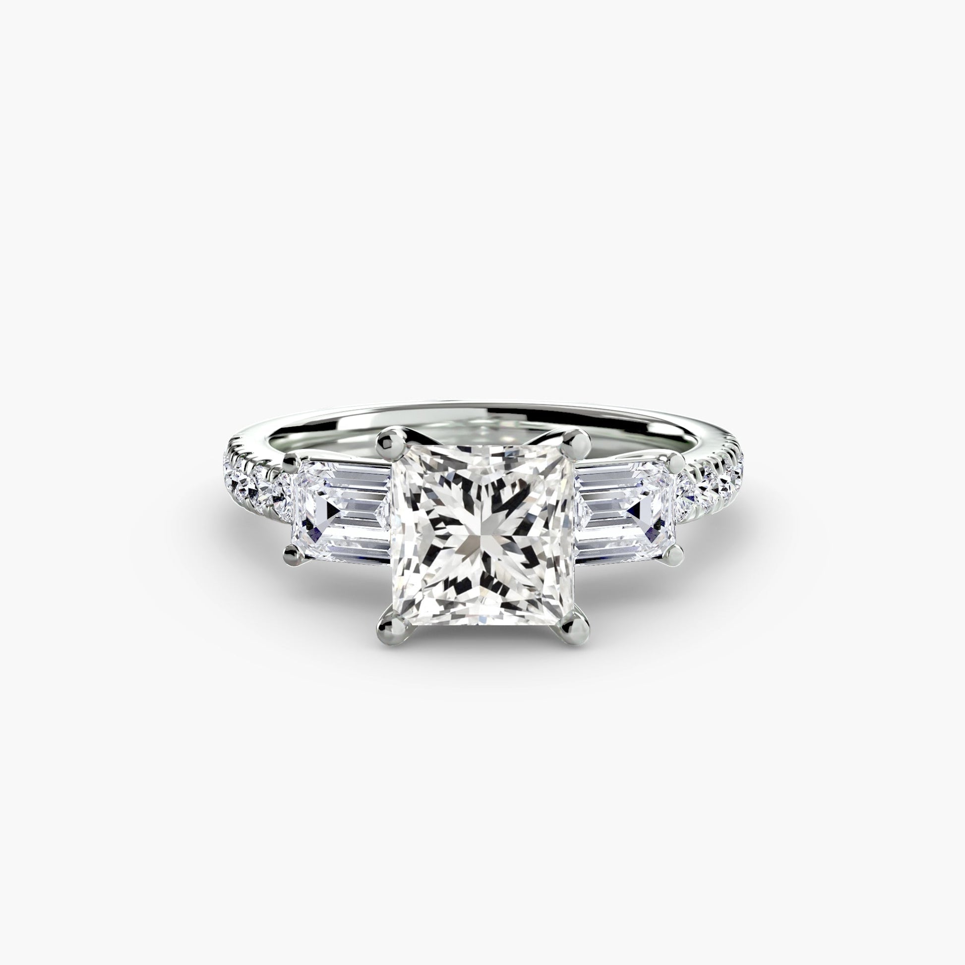 Three-Stone Ring with Pavé Band 4 - AYKA JEWELS
