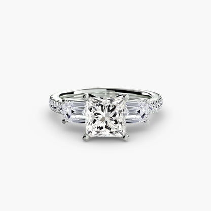 Three-Stone Ring with Pavé Band 4 - AYKA JEWELS