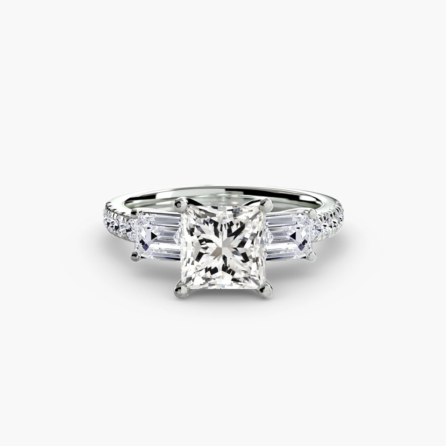 Three-Stone Ring with Pavé Band 4 - AYKA JEWELS
