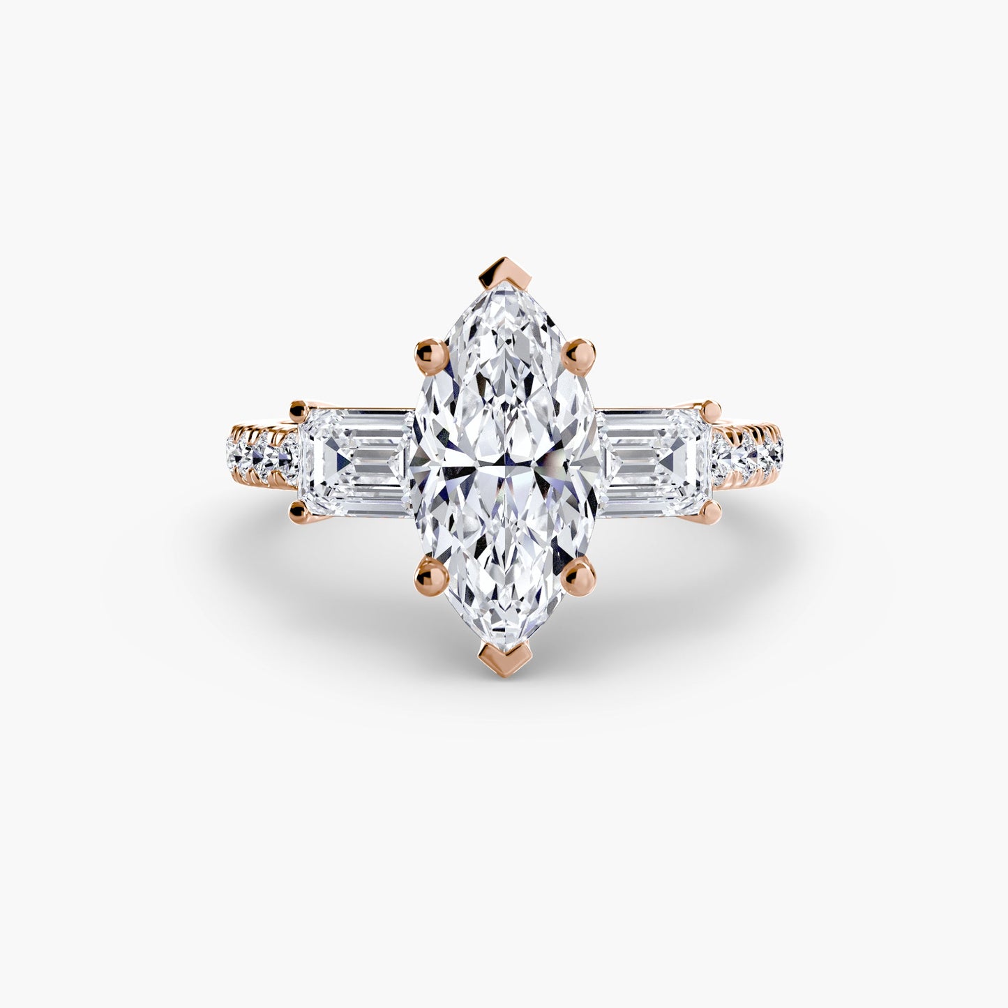 Three-Stone Ring with Pavé Band 4 - AYKA JEWELS
