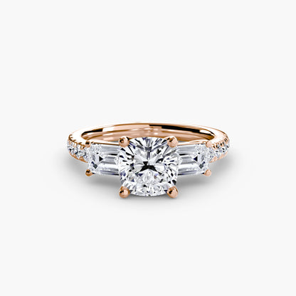 Three-Stone Ring with Pavé Band 4 - AYKA JEWELS