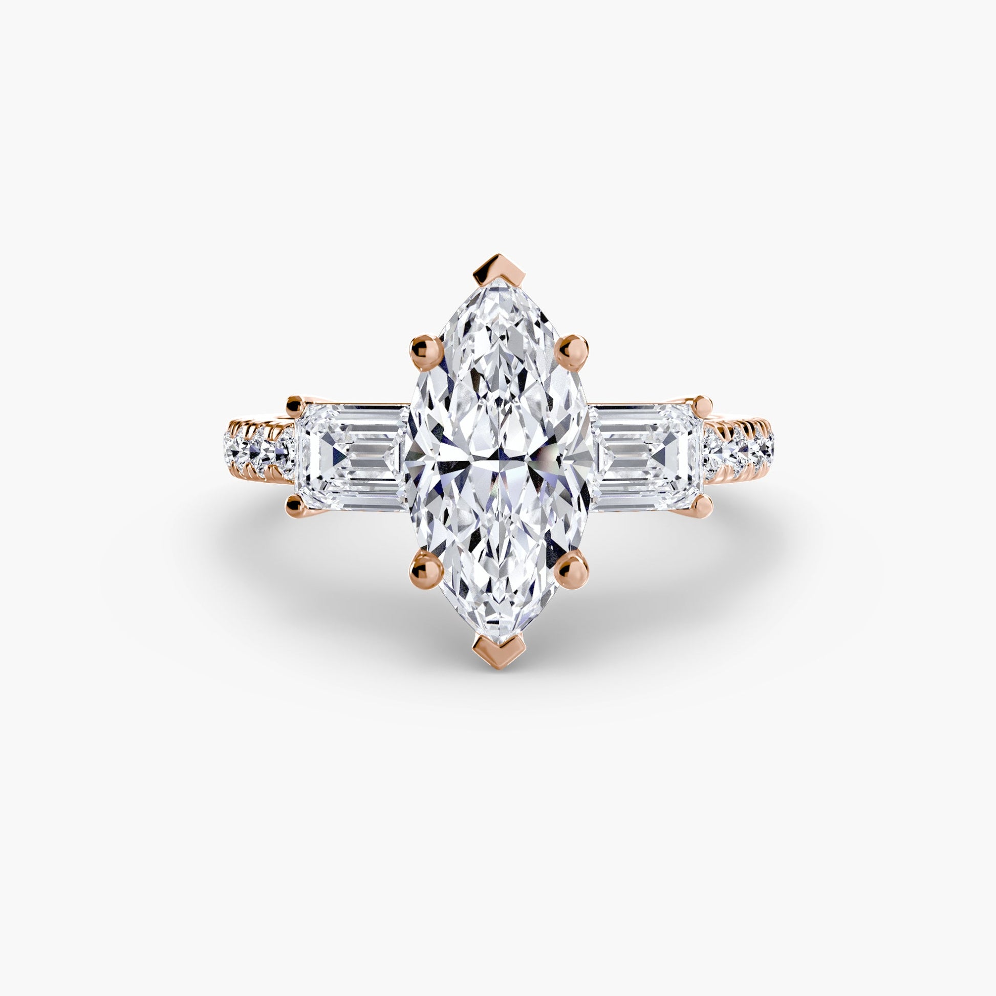 Three-Stone Ring with Pavé Band 4 - AYKA JEWELS