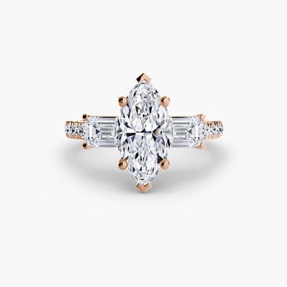 Three-Stone Ring with Pavé Band 4 - AYKA JEWELS