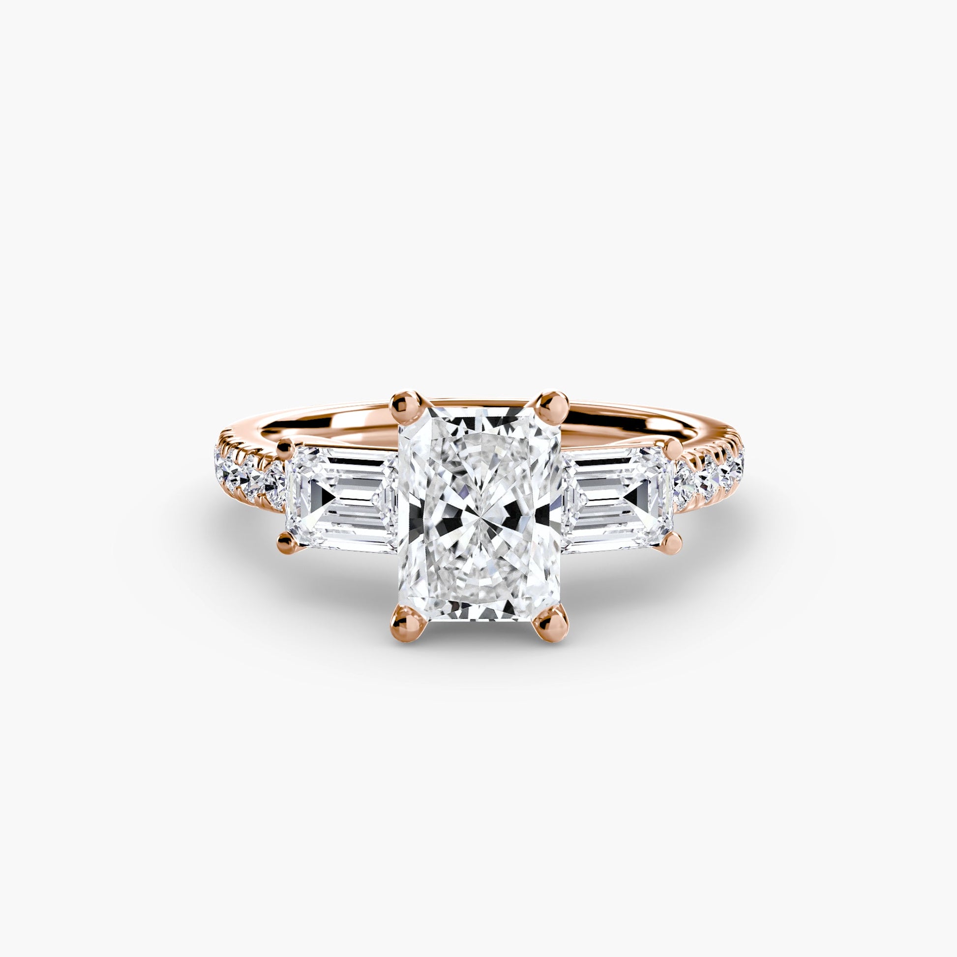 Three-Stone Ring with Pavé Band 4 - AYKA JEWELS