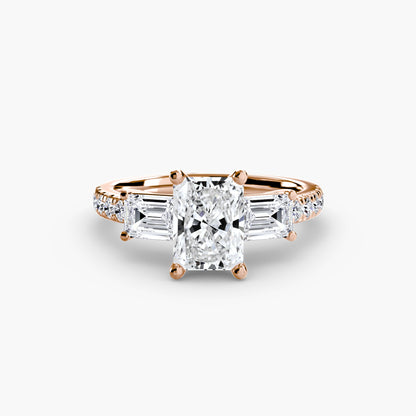 Three-Stone Ring with Pavé Band 4 - AYKA JEWELS