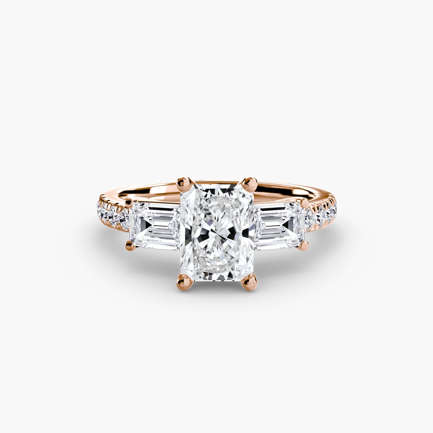 Three-Stone Ring with Pavé Band 4 - AYKA JEWELS