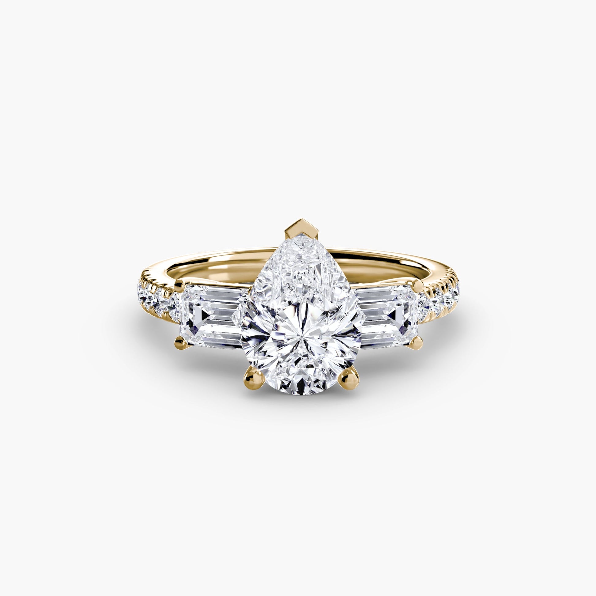 Three-Stone Ring with Pavé Band 4 - AYKA JEWELS