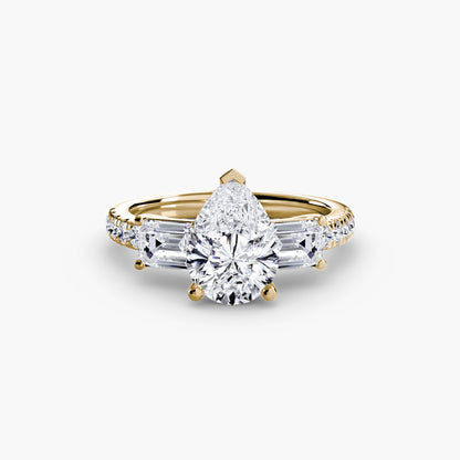 Three-Stone Ring with Pavé Band 4 - AYKA JEWELS
