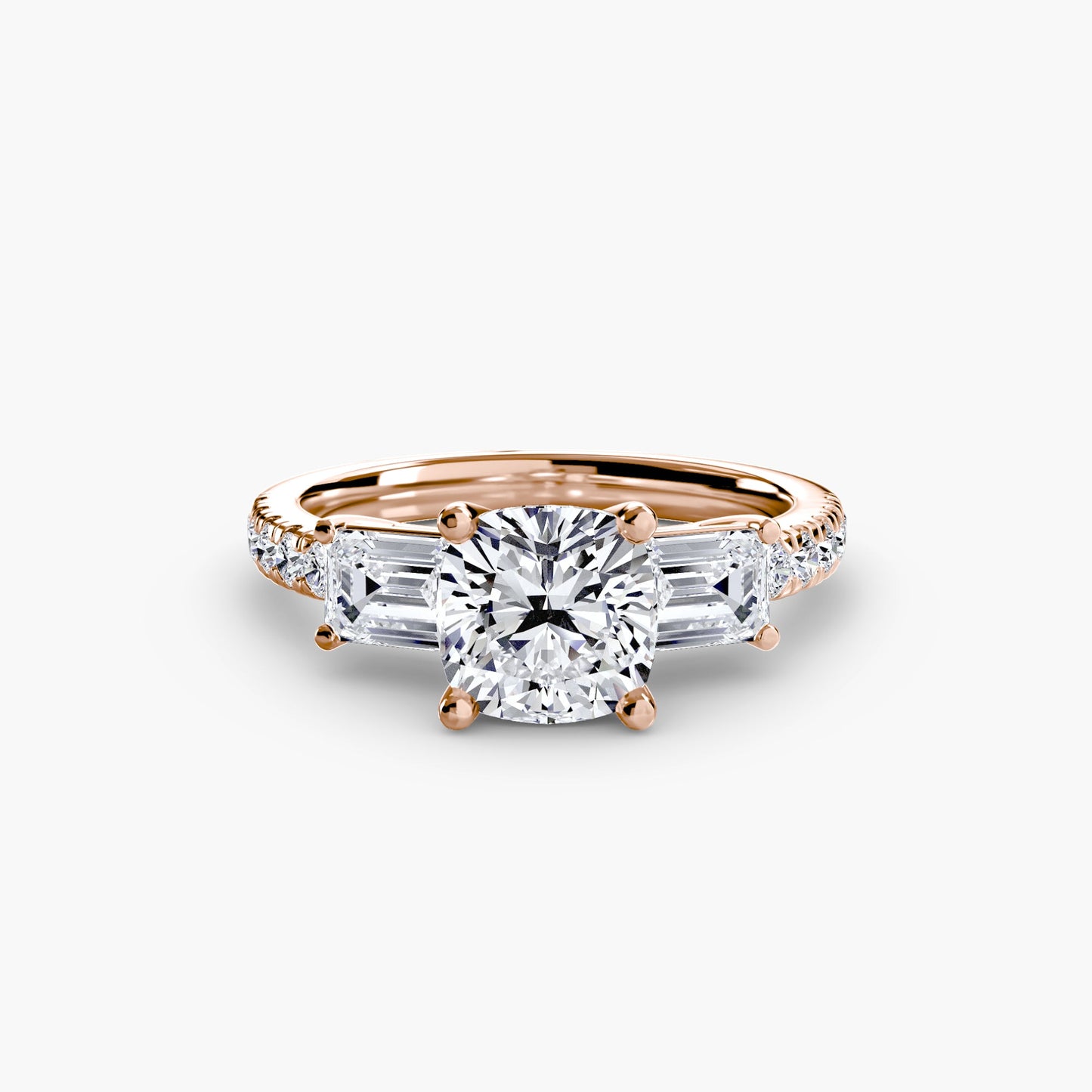 Three-Stone Ring with Pavé Band 4 - AYKA JEWELS