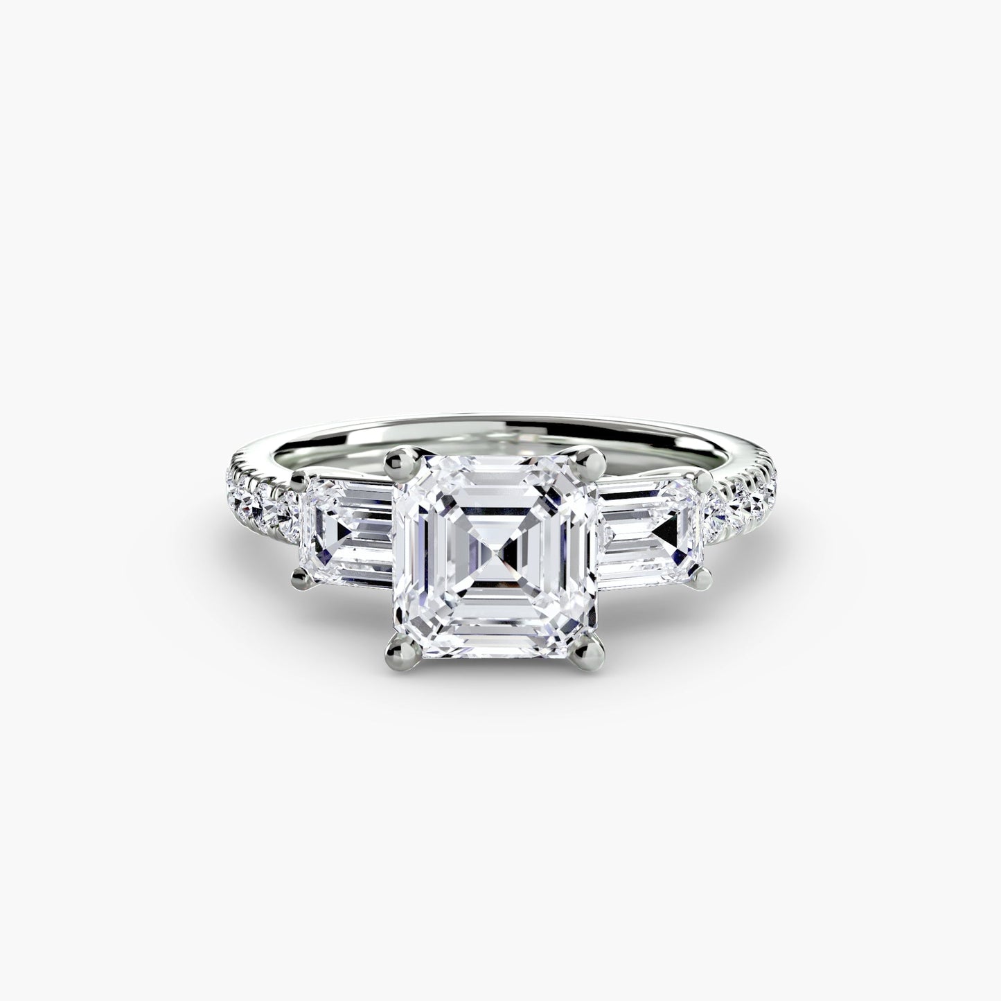 Three-Stone Ring with Pavé Band 4 - AYKA JEWELS