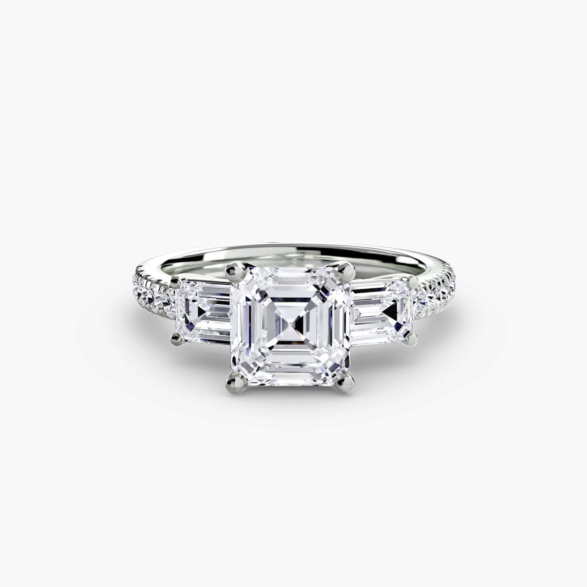 Three-Stone Ring with Pavé Band 4 - AYKA JEWELS