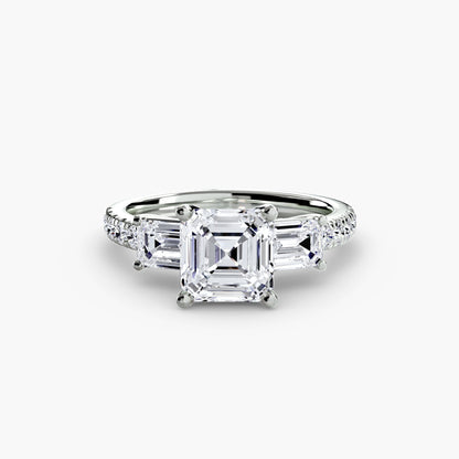 Three-Stone Ring with Pavé Band 4 - AYKA JEWELS