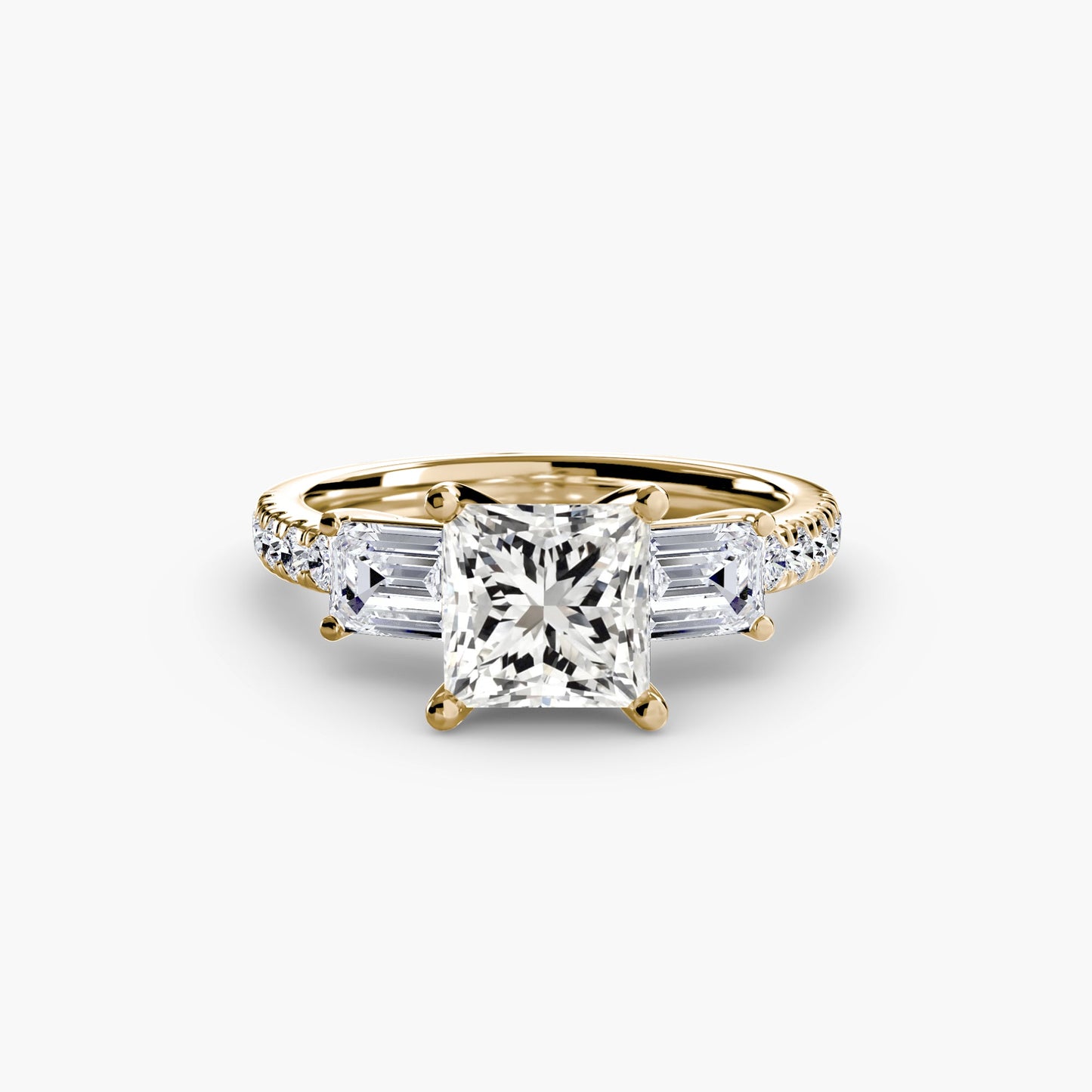 Three-Stone Ring with Pavé Band 4 - AYKA JEWELS