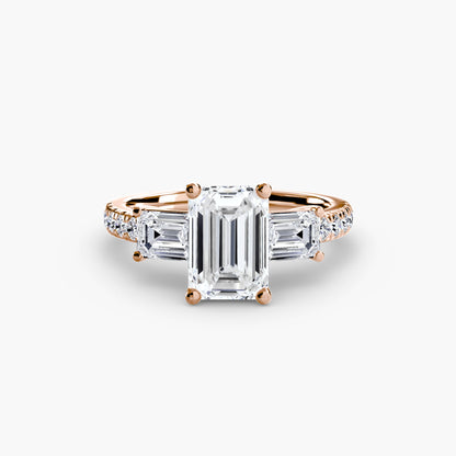 Three-Stone Ring with Pavé Band 4 - AYKA JEWELS