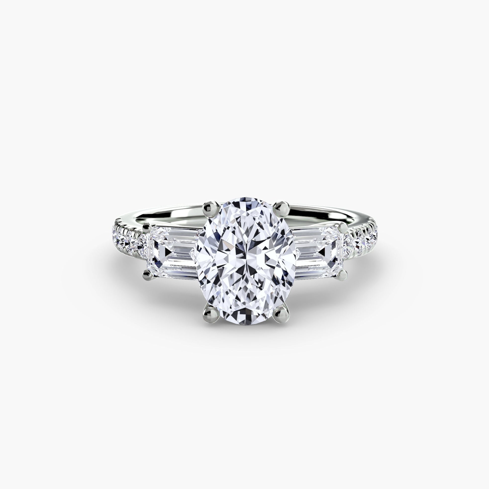 Three-Stone Ring with Pavé Band 4 - AYKA JEWELS