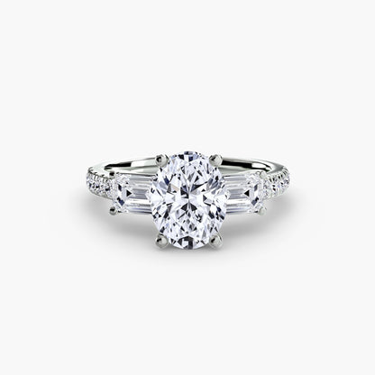 Three-Stone Ring with Pavé Band 4 - AYKA JEWELS