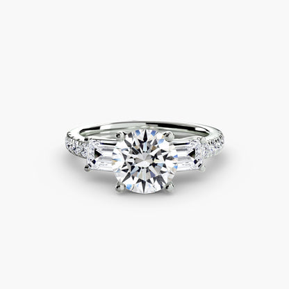 Three-Stone Ring with Pavé Band 4 - AYKA JEWELS