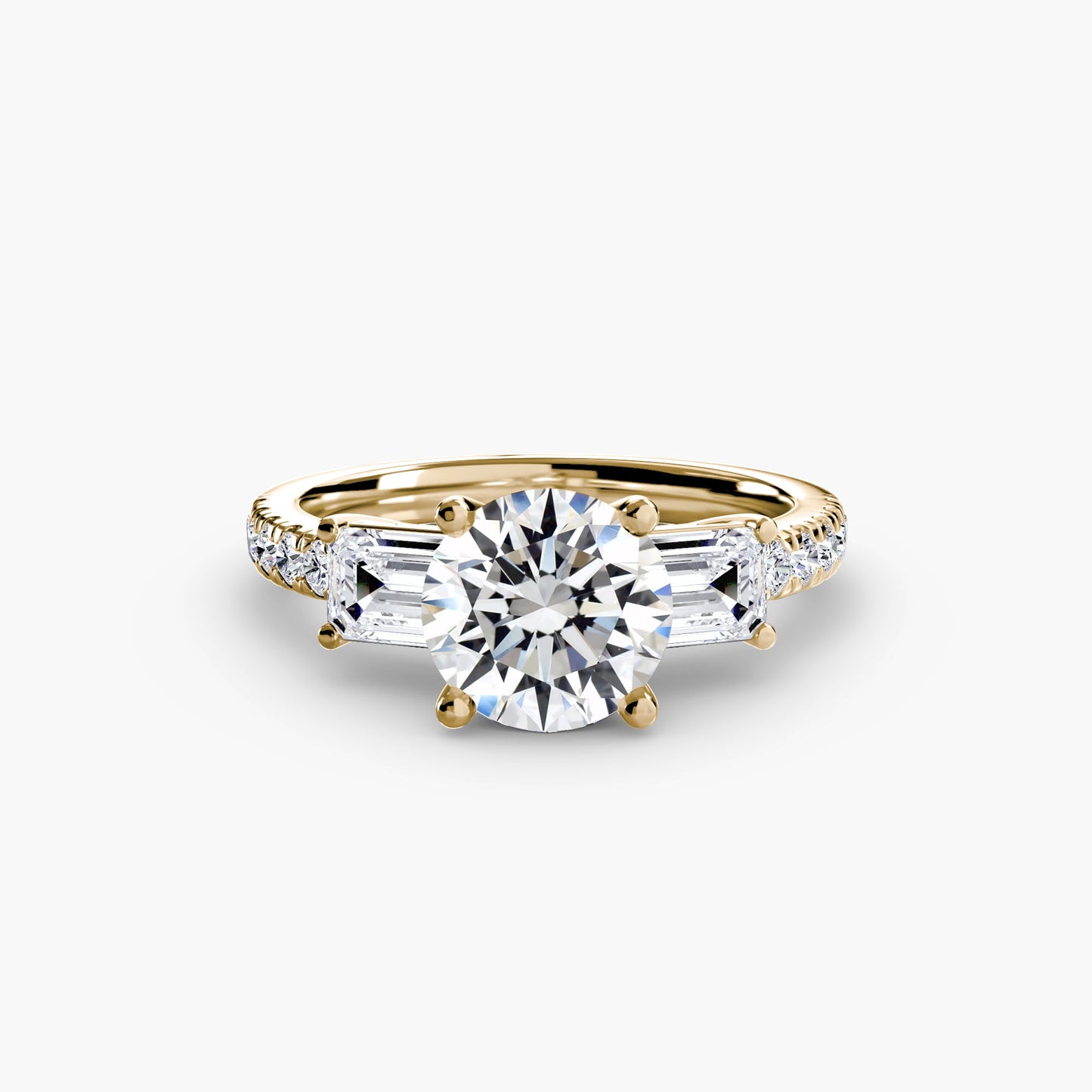 Three-Stone Ring with Pavé Band 4 - AYKA JEWELS