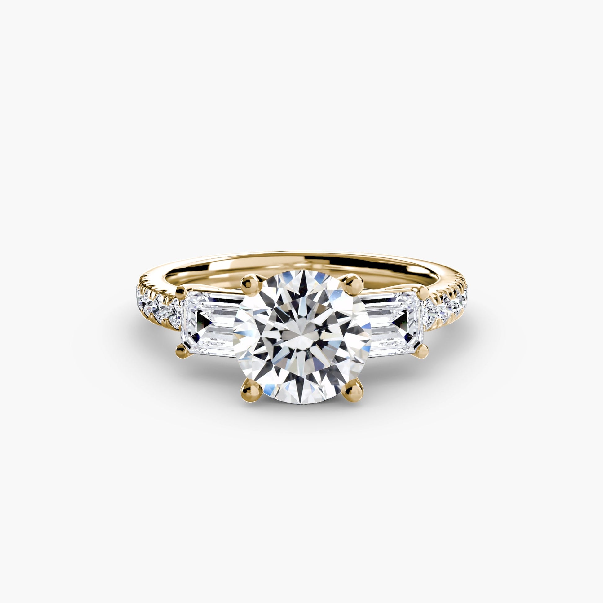 Three-Stone Ring with Pavé Band 4 - AYKA JEWELS