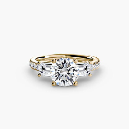 Three-Stone Ring with Pavé Band 4 - AYKA JEWELS
