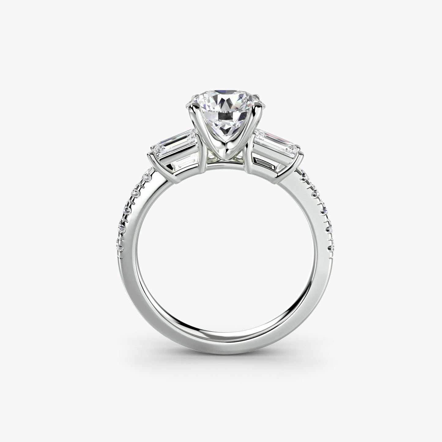 Three-Stone Ring with Pavé Band 4 - AYKA JEWELS