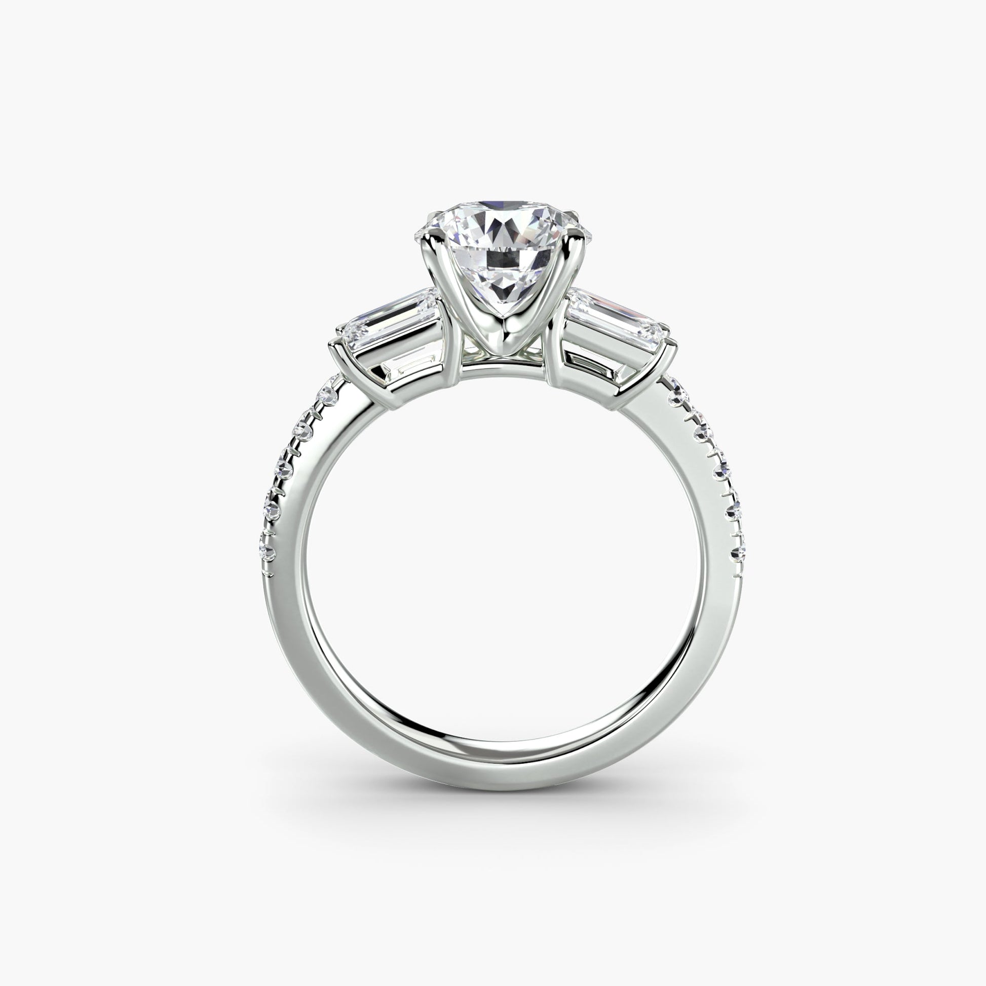 Three-Stone Ring with Pavé Band 4 - AYKA JEWELS