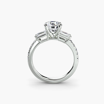 Three-Stone Ring with Pavé Band 4 - AYKA JEWELS