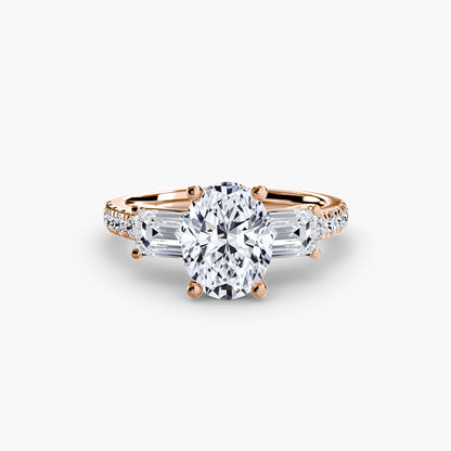 Three-Stone Ring with Pavé Band 4 - AYKA JEWELS
