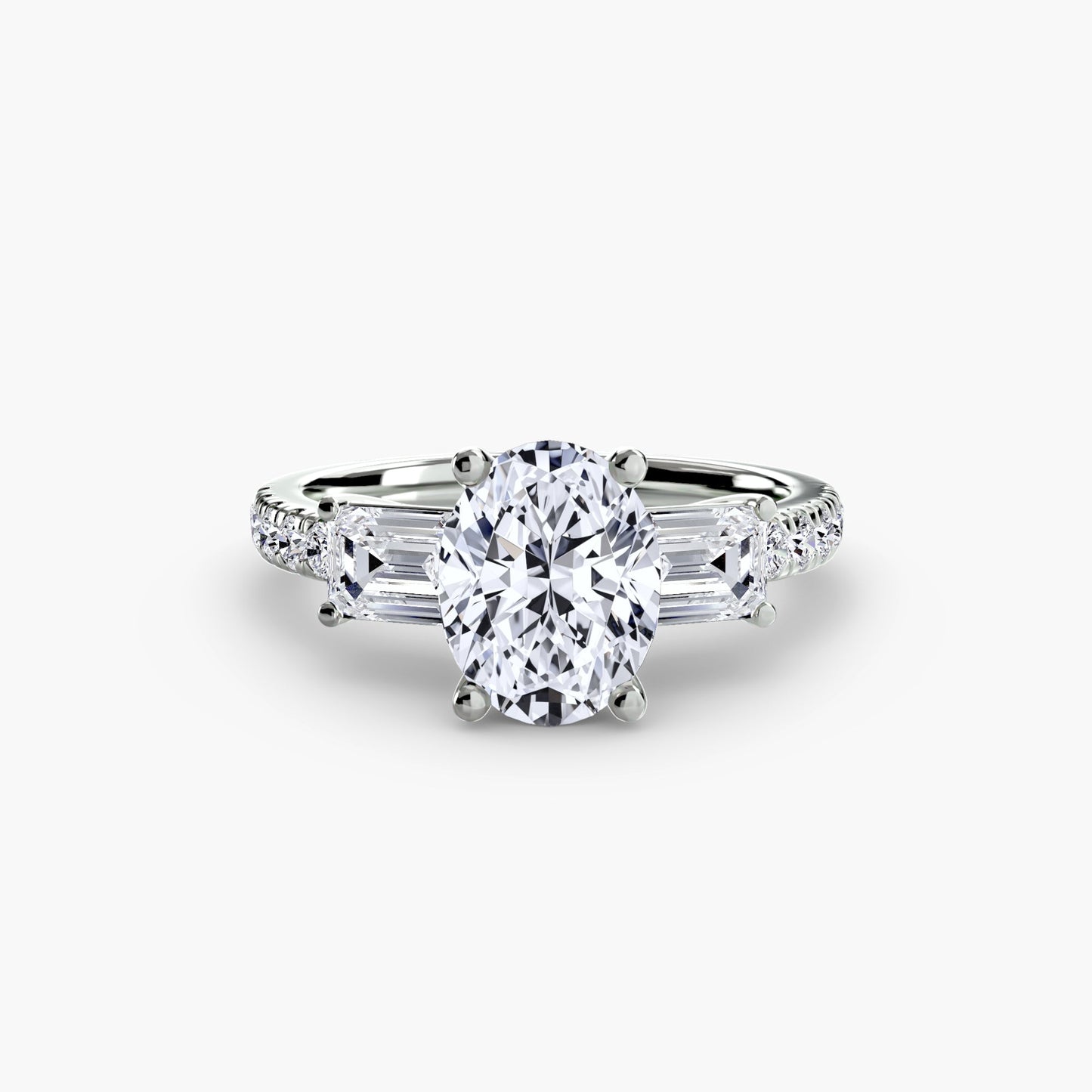 Three-Stone Ring with Pavé Band 4 - AYKA JEWELS
