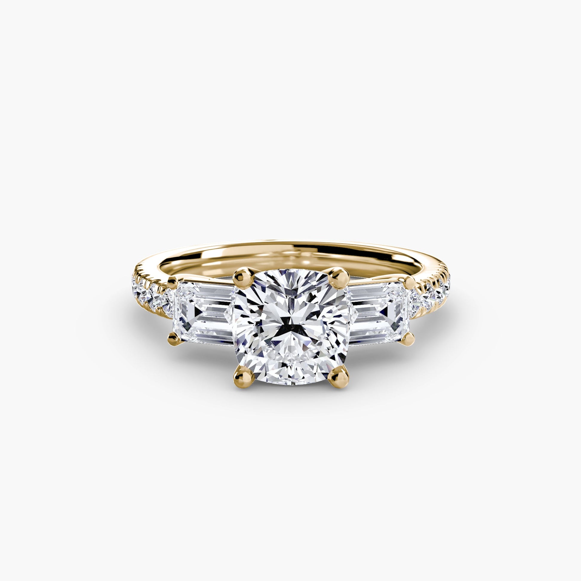Three-Stone Ring with Pavé Band 4 - AYKA JEWELS