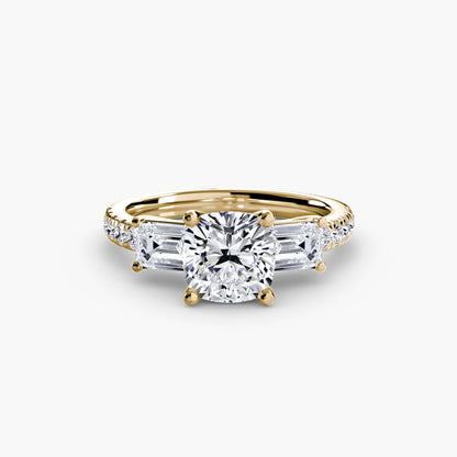Three-Stone Ring with Pavé Band 4 - AYKA JEWELS