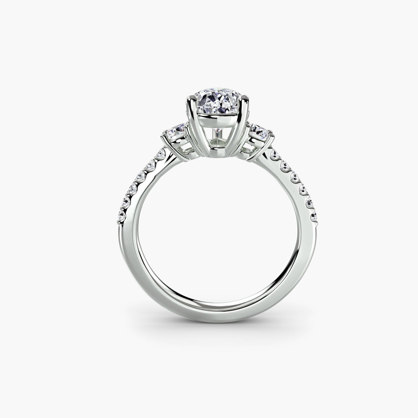 Three-Stone Ring with Pavé Band 5 - AYKA JEWELS