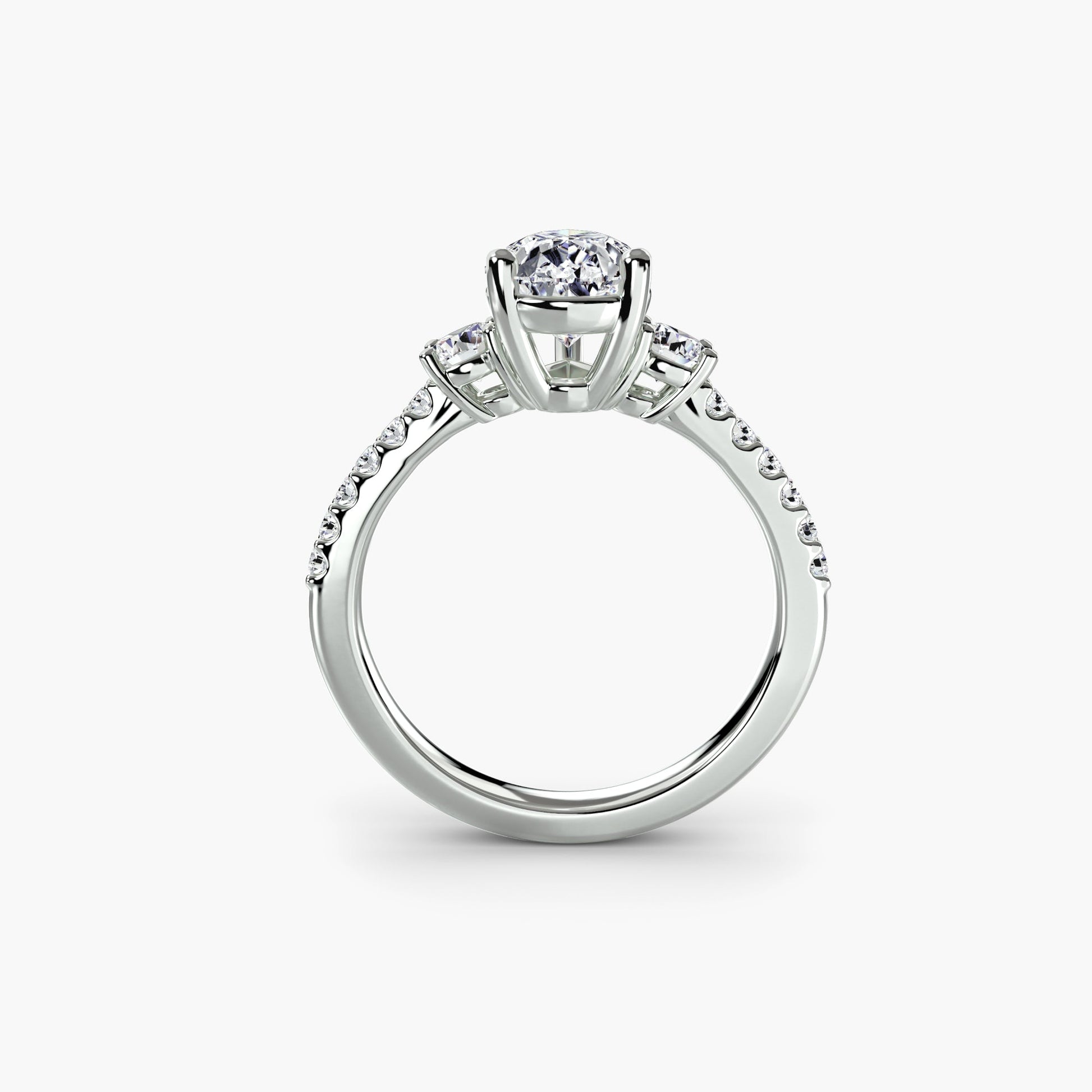 Three-Stone Ring with Pavé Band 5 - AYKA JEWELS