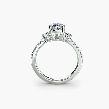 Three-Stone Ring with Pavé Band 5 - AYKA JEWELS