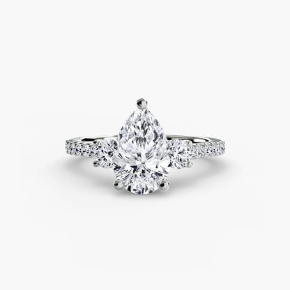 Three-Stone Ring with Pavé Band 5 - AYKA JEWELS